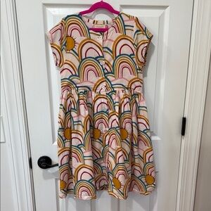 Pink Chicken Multicolor Rainbow & Sun SS Dress Sz 12Y
